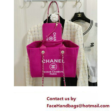 chanel Mixed Fibers, Calfskin  &  Gold-Tone Metal shopping bag fuchsia 2024